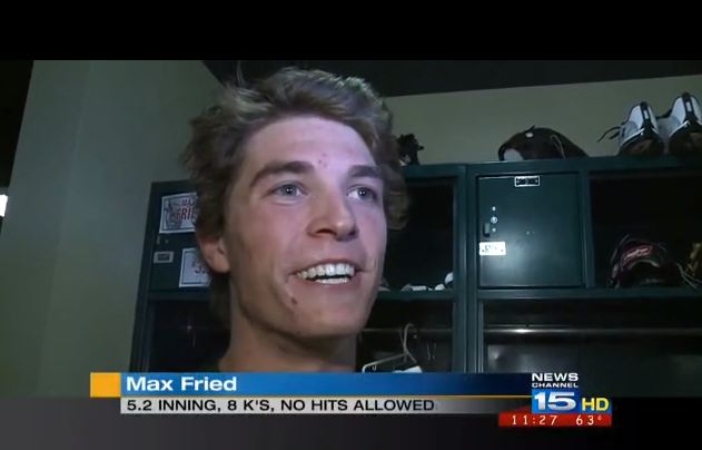 Max Fried in a post-game interview (WANE-TV, Fort Wayne)