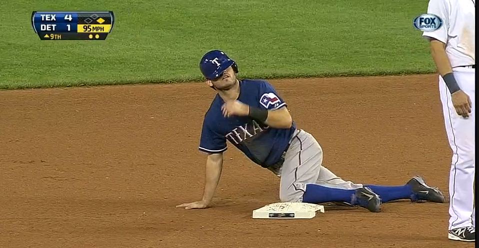 Ian Kinsler stealing his record-tying 162nd base (7/13/2013); click photo to see video