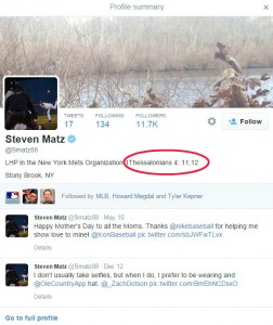 Steven Matz's Twitter page points to a New Testament passage