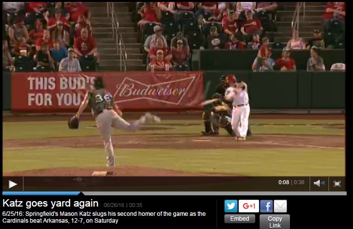 mason katz 2 hr 6-25-2016 Mason Katz homers twice