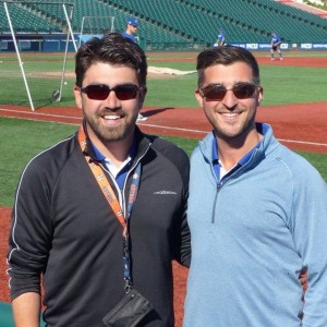 Houston Astros scout Alex Jacobs (left) and Los Angeles Dodgers scout Jonah Rosenthal (right) volunteered to help Team Israel build its roster for the World Baseball Classic